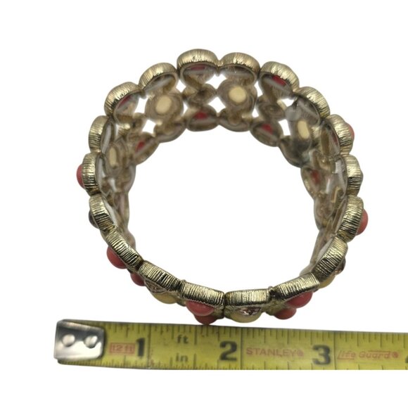 Gold-Tone Stretch Bracelet orange Yellow Womens fashion jewelry - Picture 3 of 3